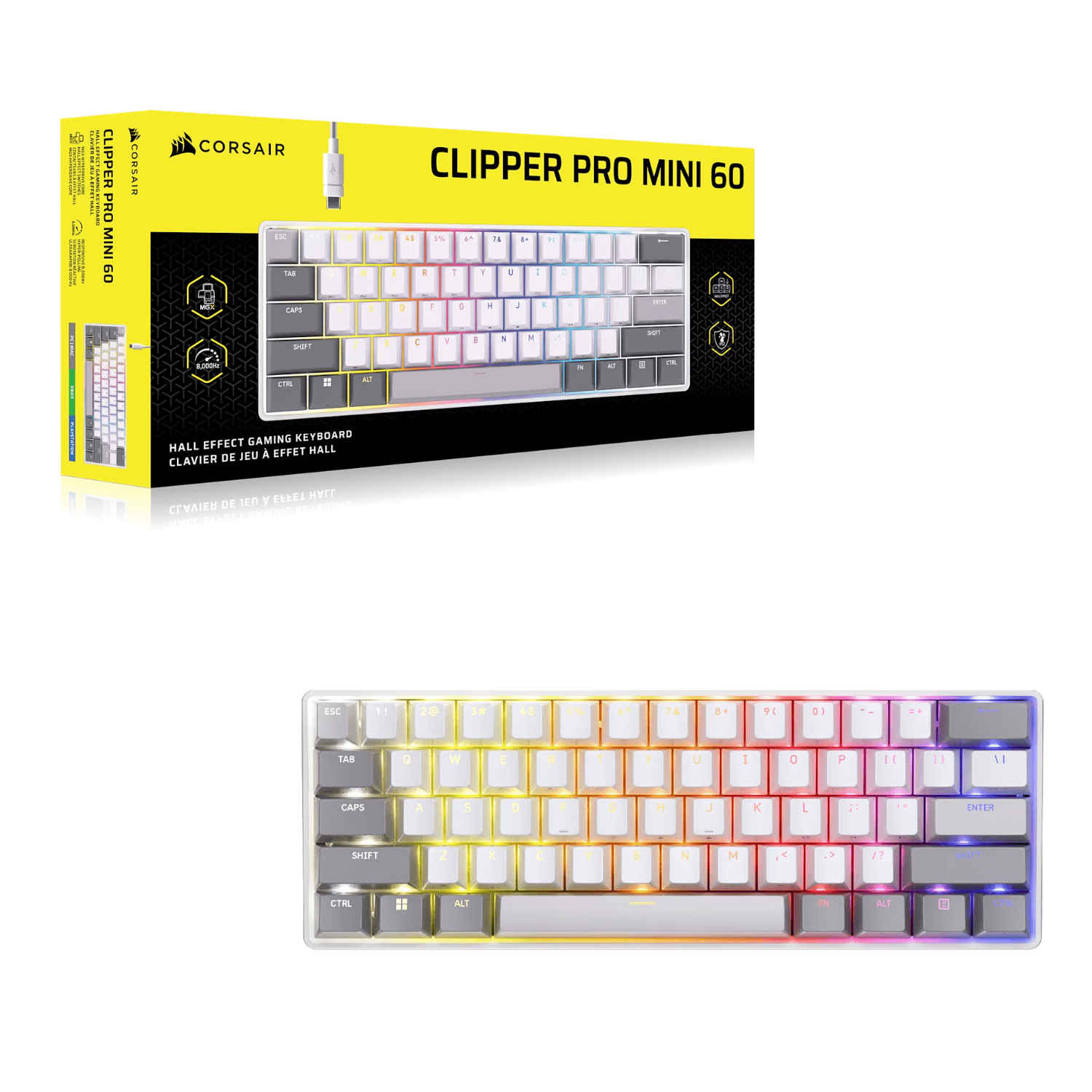 Corsair CLIPPER PRO MINI 60 Hall Effect Gaming Keyboard – White 7