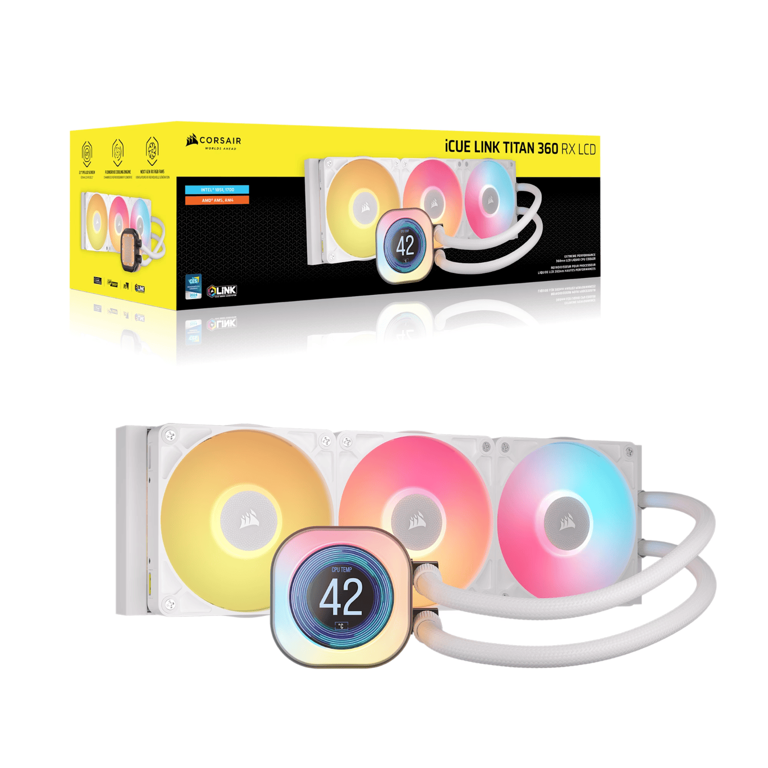 Corsair iCUE LINK TITAN 360 RX LCD Liquid CPU Cooler - White 5