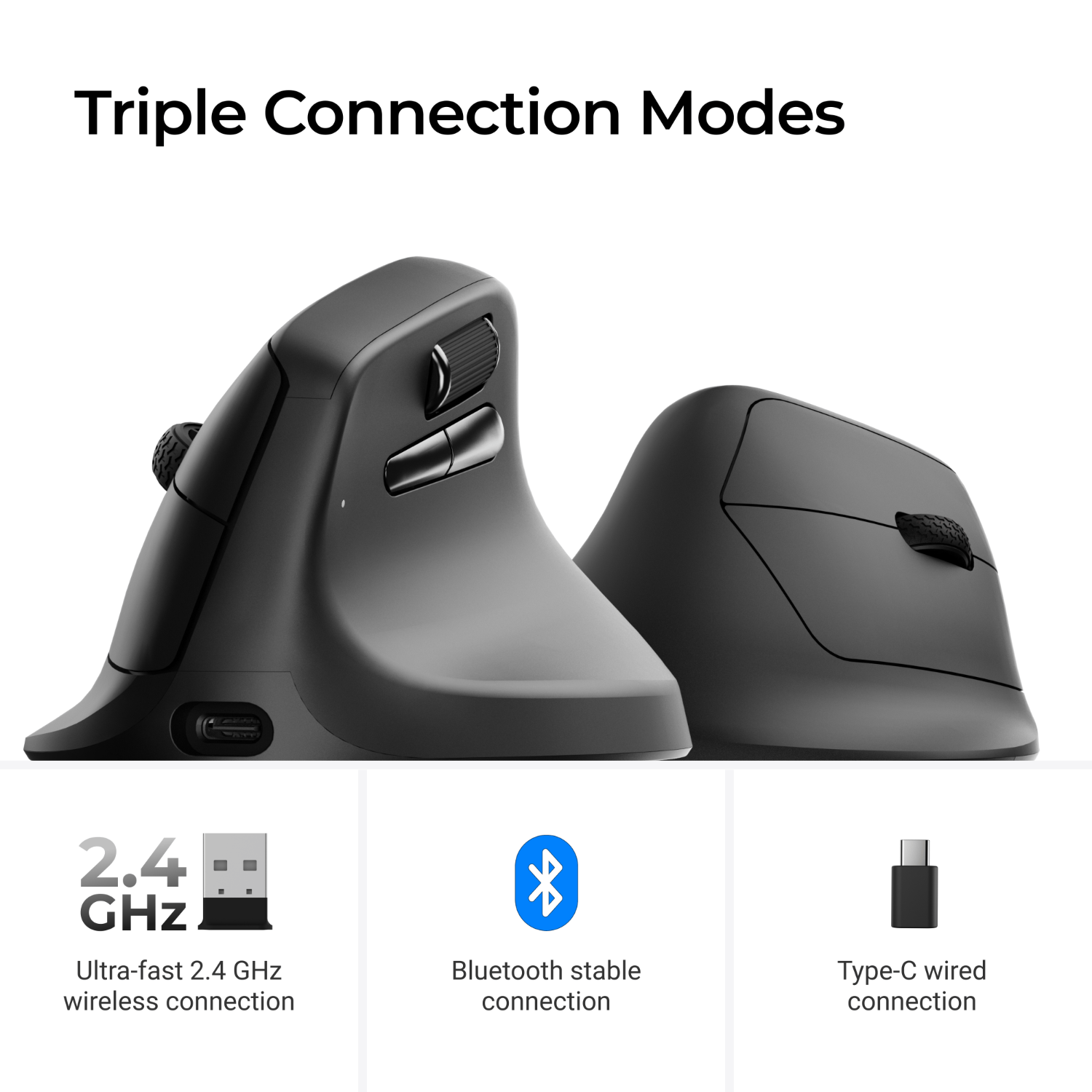 Keychron M5-A29 1K Wireless Mouse (BT/2.4GHz/Wired) - Black 7