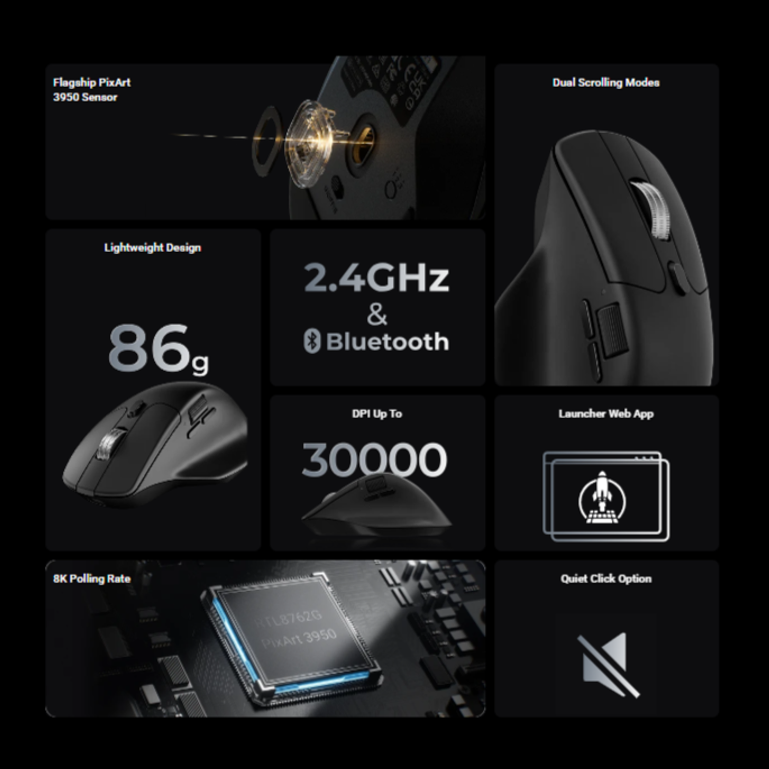 Keychron M6S-B72 1K Wireless Mouse (BT/2.4GHz/Wired) - Black 9