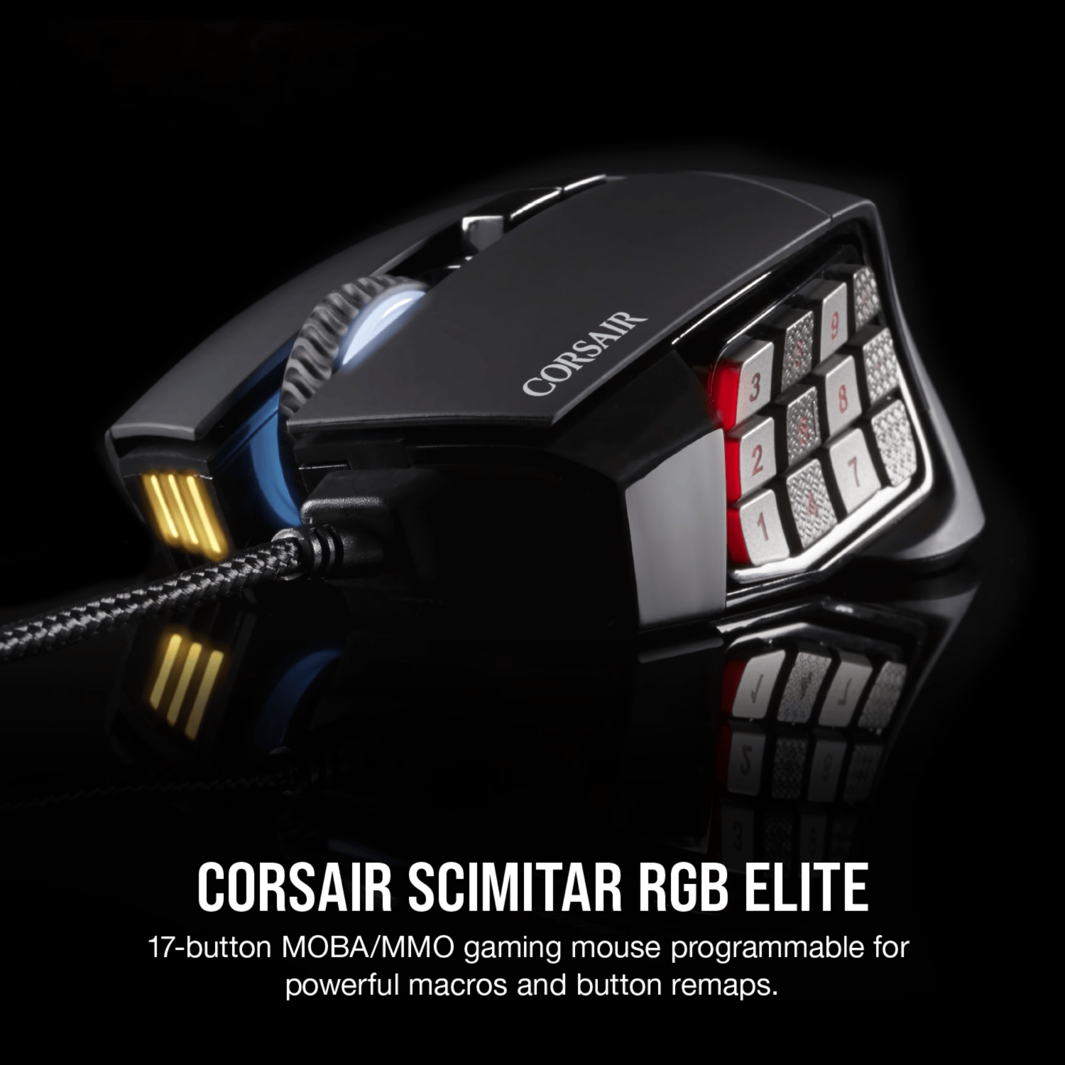 Corsair SCIMITAR RGB ELITE Optical 18 000 DPI MOBA/MMO Gaming Mouse - Black 3