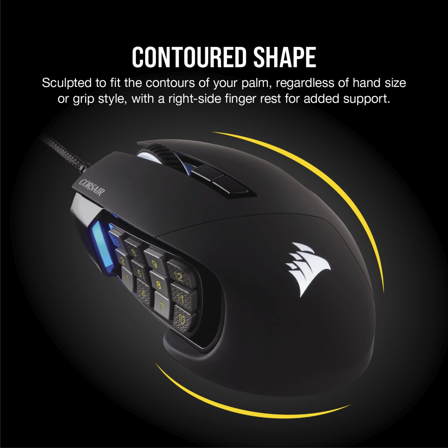 Corsair SCIMITAR RGB ELITE Optical 18 000 DPI MOBA/MMO Gaming Mouse - Black 4