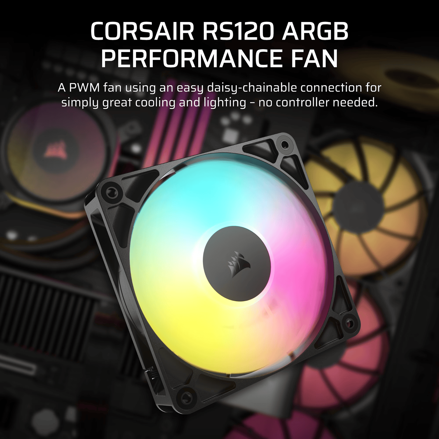 Corsair RS120 ARGB 120mm PWM Fan - Black 4