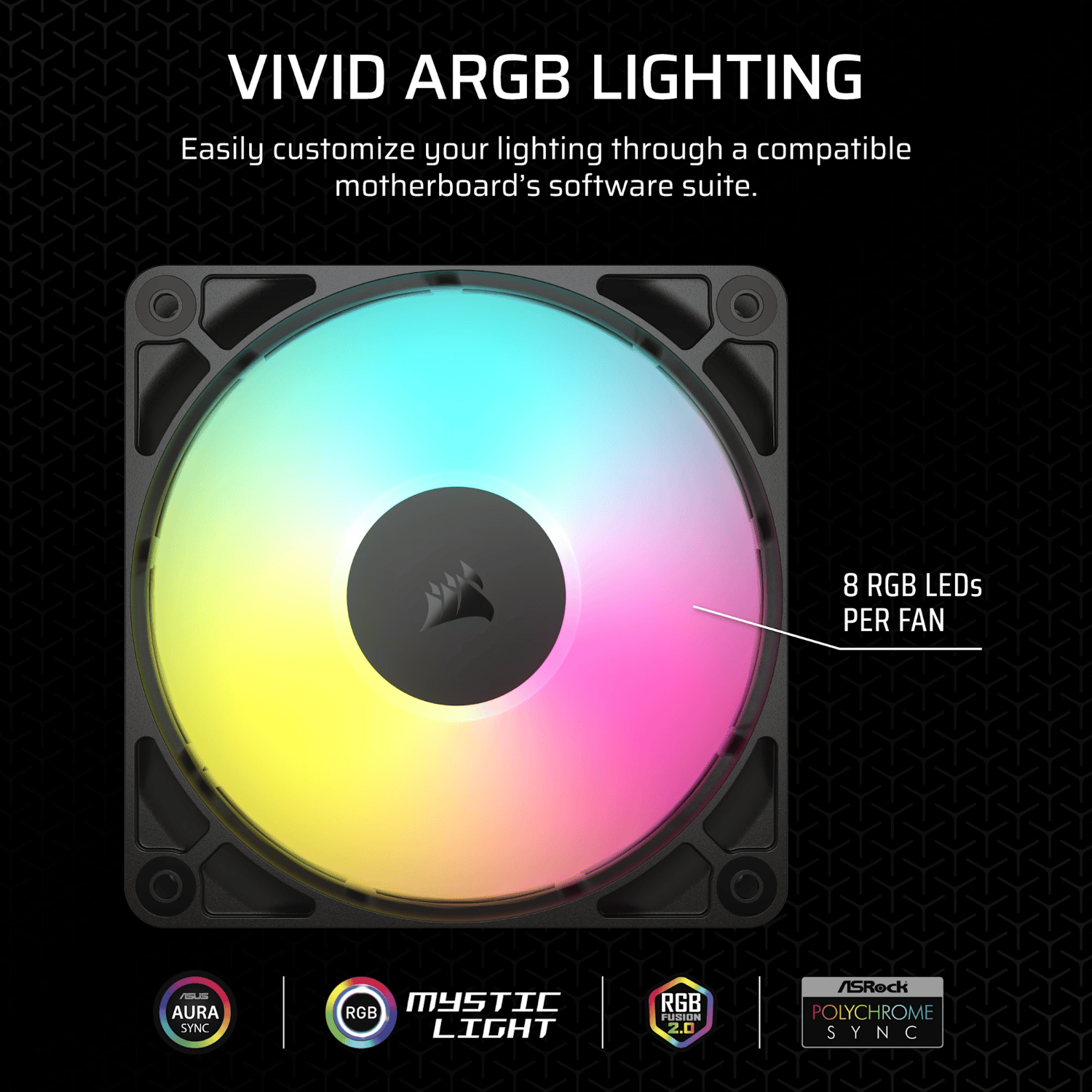 Corsair RS120 ARGB 120mm PWM Fan - Black 5