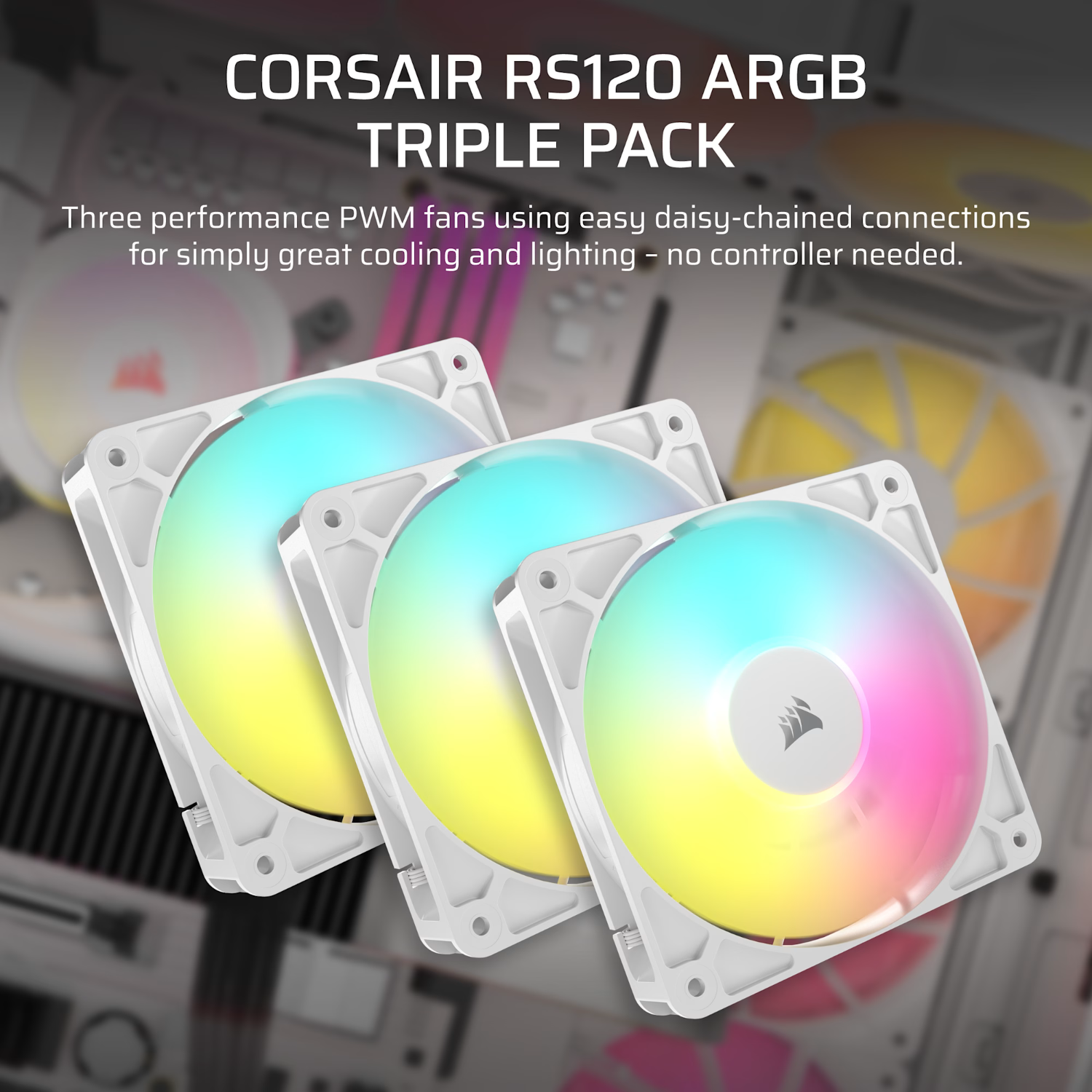 Corsair RS120 ARGB 120mm PWM Fans Triple Pack - White 5