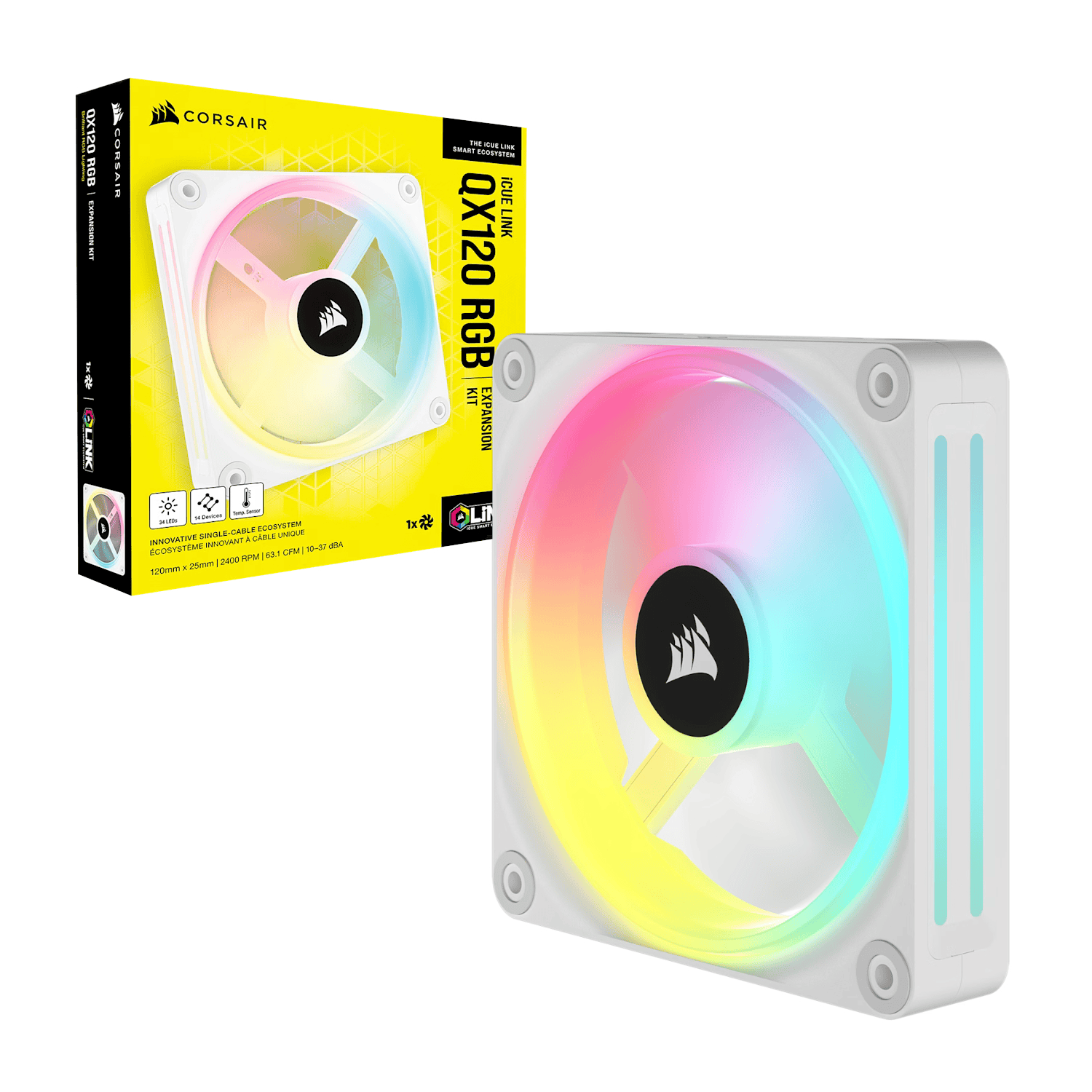 Corsair iCUE LINK QX120 RGB 120mm PWM PC Fan Expansion Kit - White 4