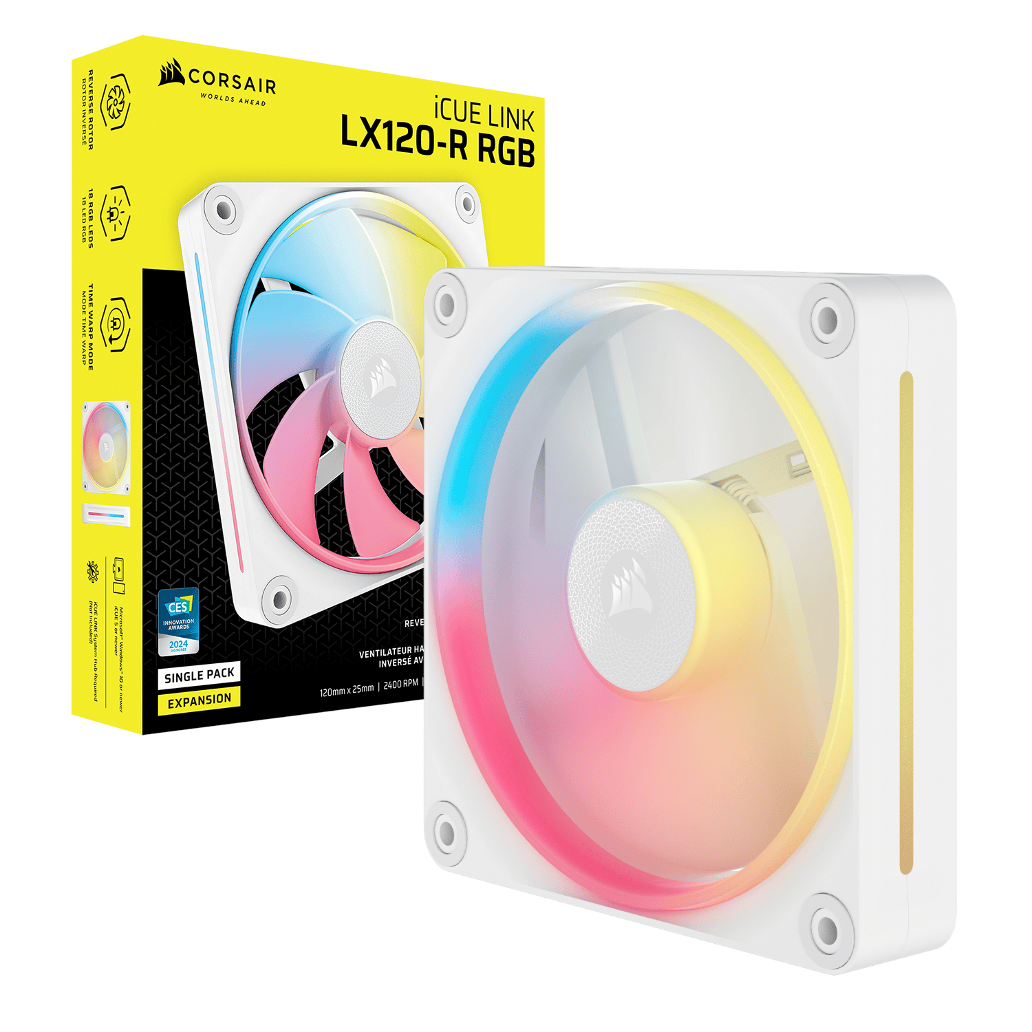 Corsair iCUE LINK LX120-R RGB 120mm PWM Reverse Fan Expansion – White 5