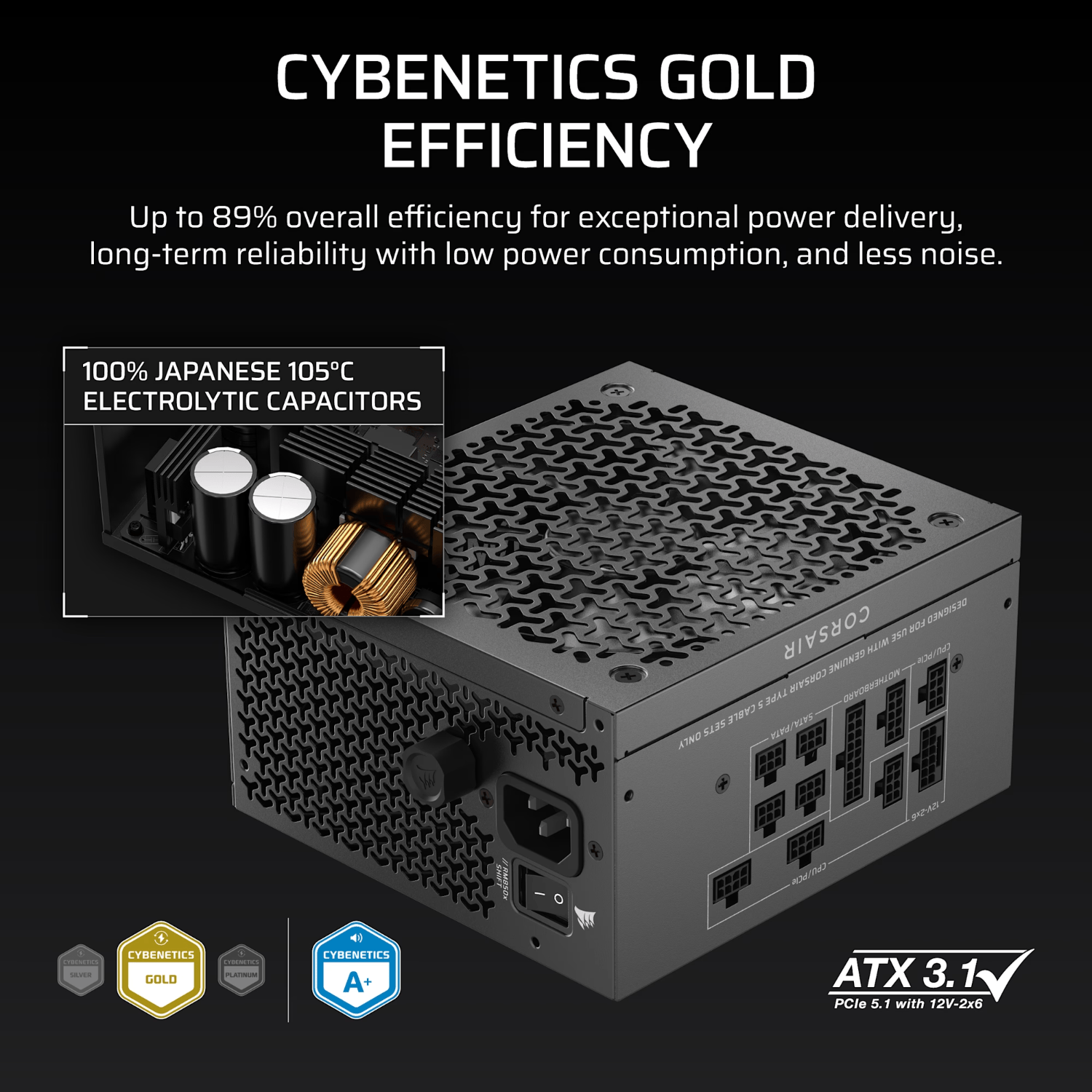 Corsair RM850x SHIFT 80 PLUS Gold Fully Modular ATX Power Supply 5