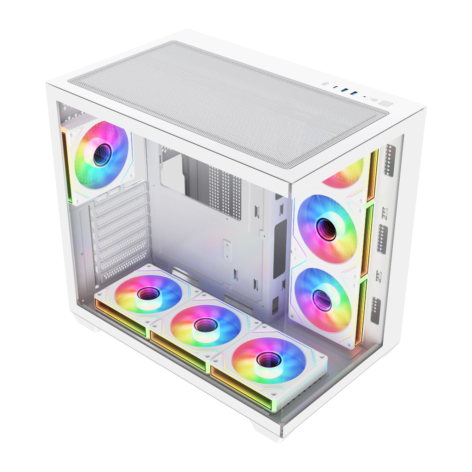 FSP M341 ATX Dual Chamber Mid Tower Gaming Chassis - White 3