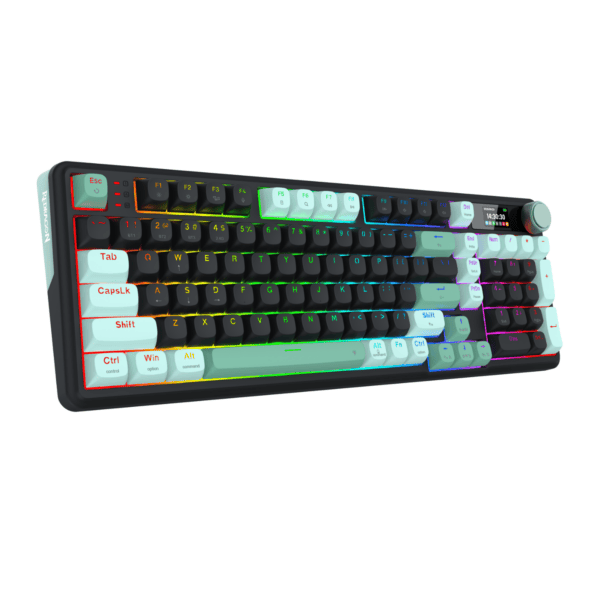 Redragon K768 PRO EISA 100-Key RGB LCD Wireless Gasket Mounted Gaming Keyboard - Black/Green
