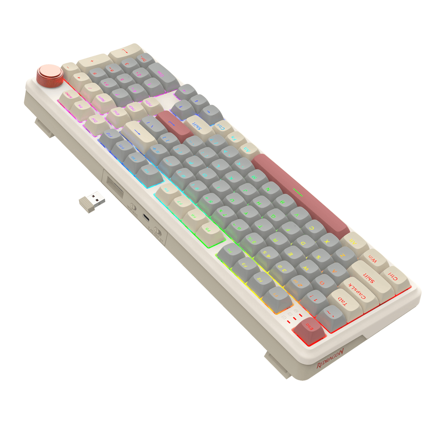 Redragon EISA 100 Retro RGB Wireless Mechanical Keyboard - Cream/Grey 6